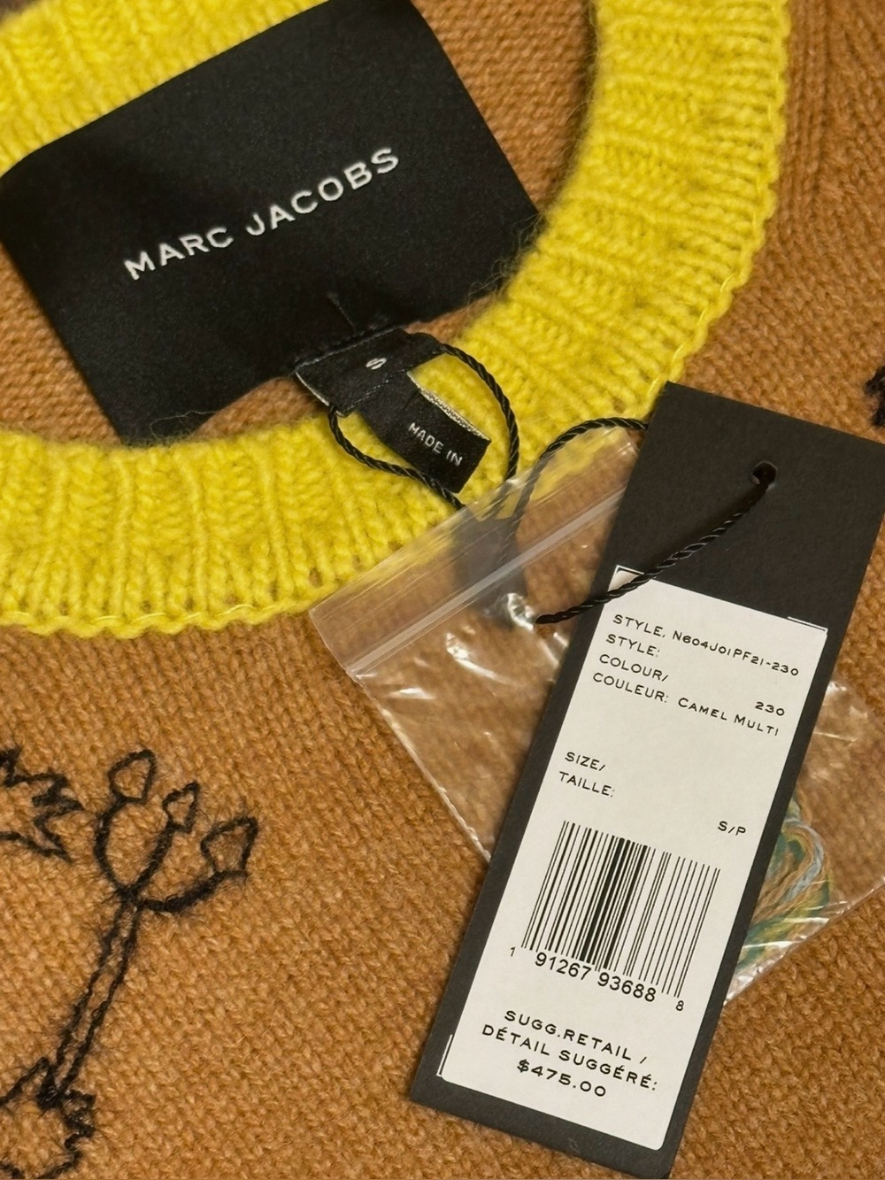 NWT Marc Jacobs Tattoo Crewneck Sweater Wool Alpaca Stripe Size S $475 AUTHENTIC - Picture 12 of 12